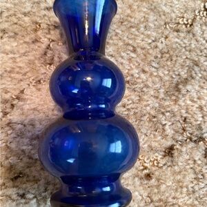 Vintage Cobalt Blue Art Glass Vase – Double Gourd / Baluster Shape